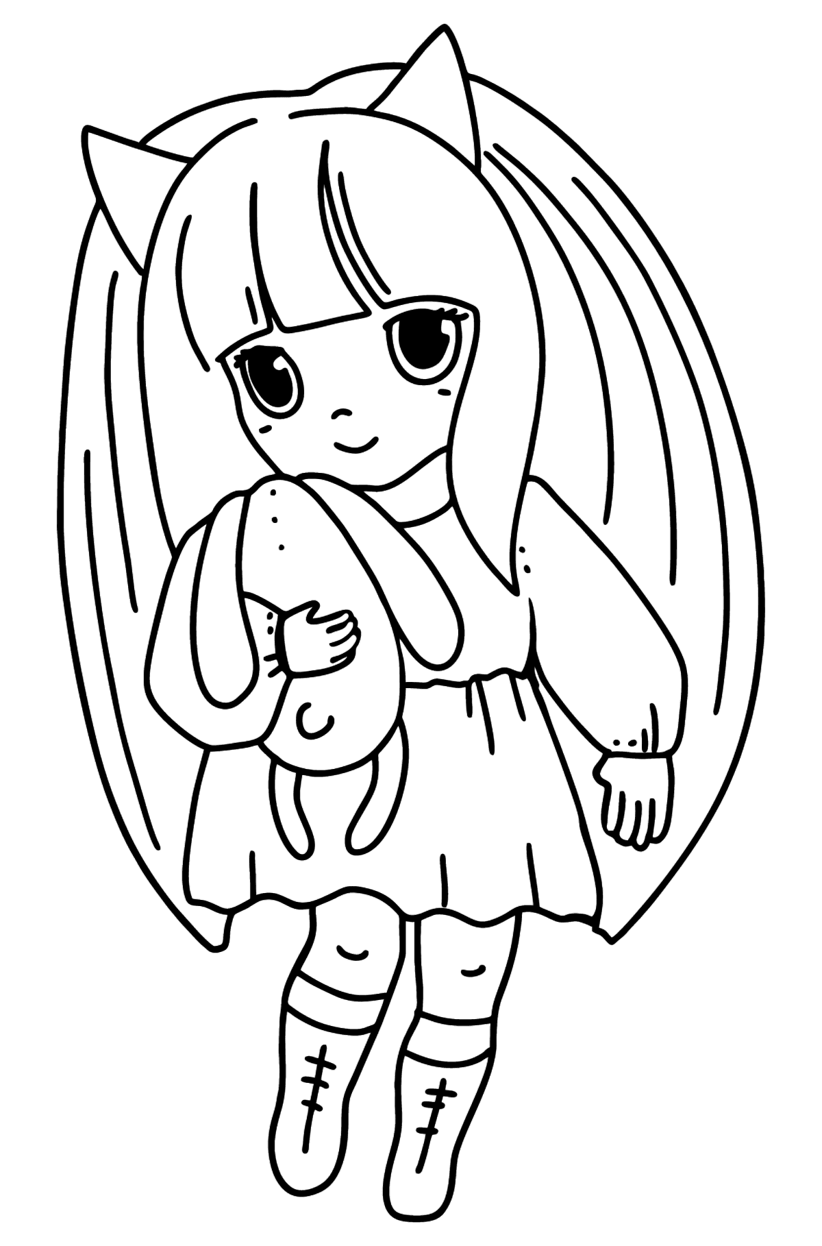 Раскраска Аниме Маленькая девочка - Картинки для Детей