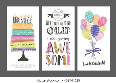 Набор дизайна поздравительных открыток на день рождения