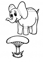 Раскраска Слон и гриб