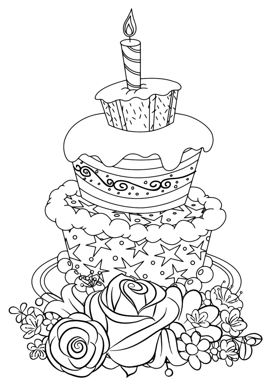 Раскраска для девочек «Милашки» Торт для детей, чтобы распечатать