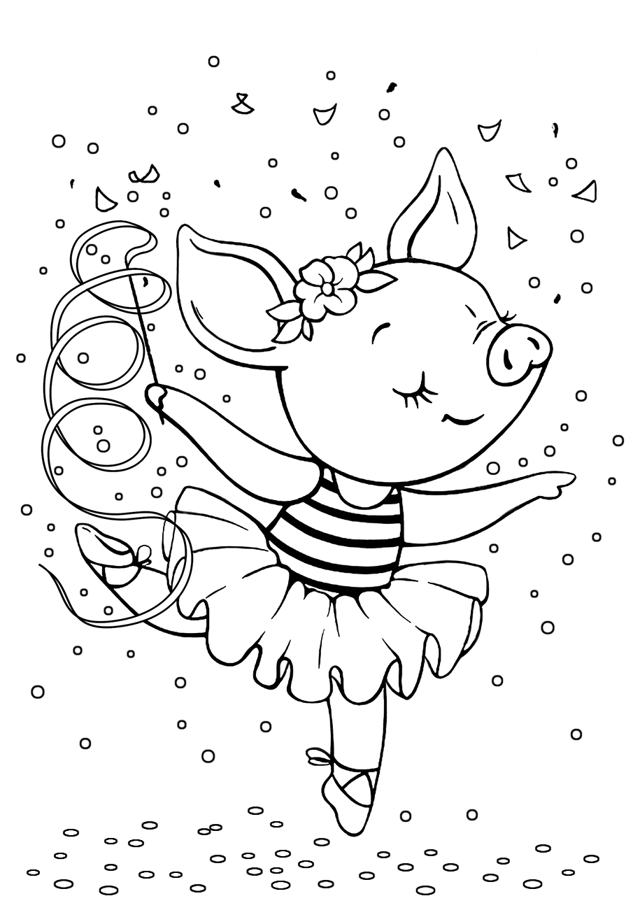 Раскраски малашки «Свинка балерина», чтобы бесплатно распечатать
