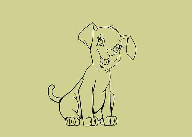 Как нарисовать мультяшного щенка - Сотрите все не нужные эскизы.