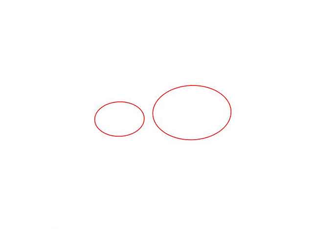 Как нарисовать добермана - Нарисуйте 2 горизонтальных овала рядом