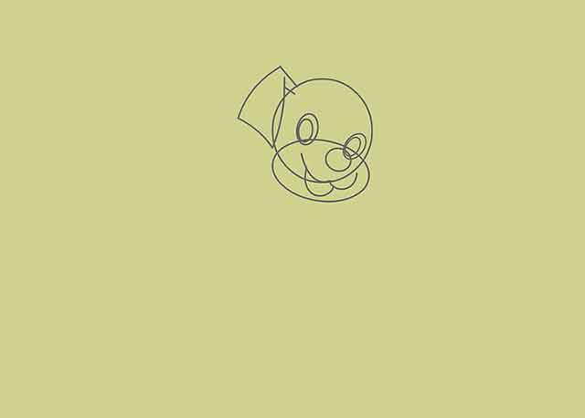 Как нарисовать мультяшного щенка - Используйте линии свободной формы, чтобы нарисовать уши щенка.