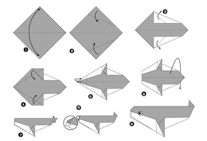 Поэтапная сборка касатки-оригами