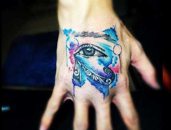 акварельная татуировка око, тату глаз на руку
