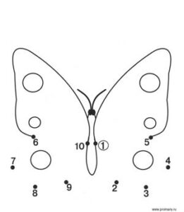 рисунок по точкам бабочка