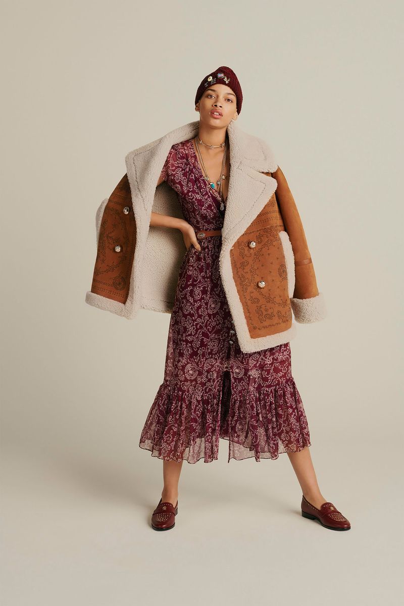Модная дубленка зима 2021 с широкими лацканами из коллекции Tommy Hilfiger