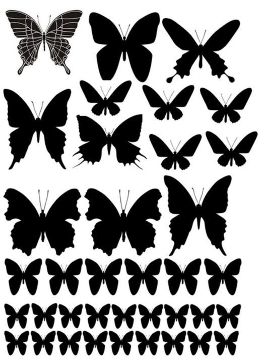 112 трафаретов бабочек для вырезания из бумаги