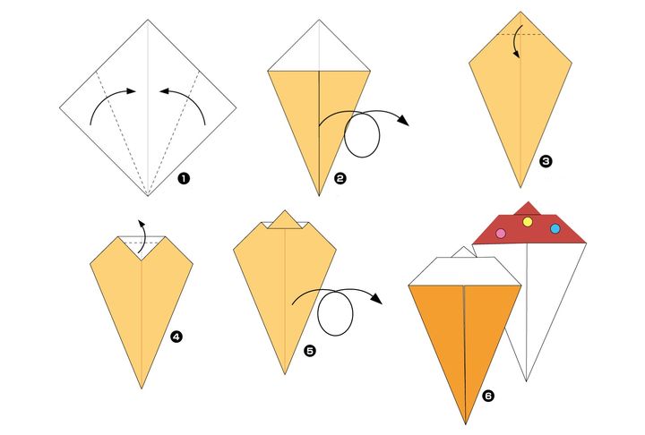 Схема сборки оригами-мороженого
