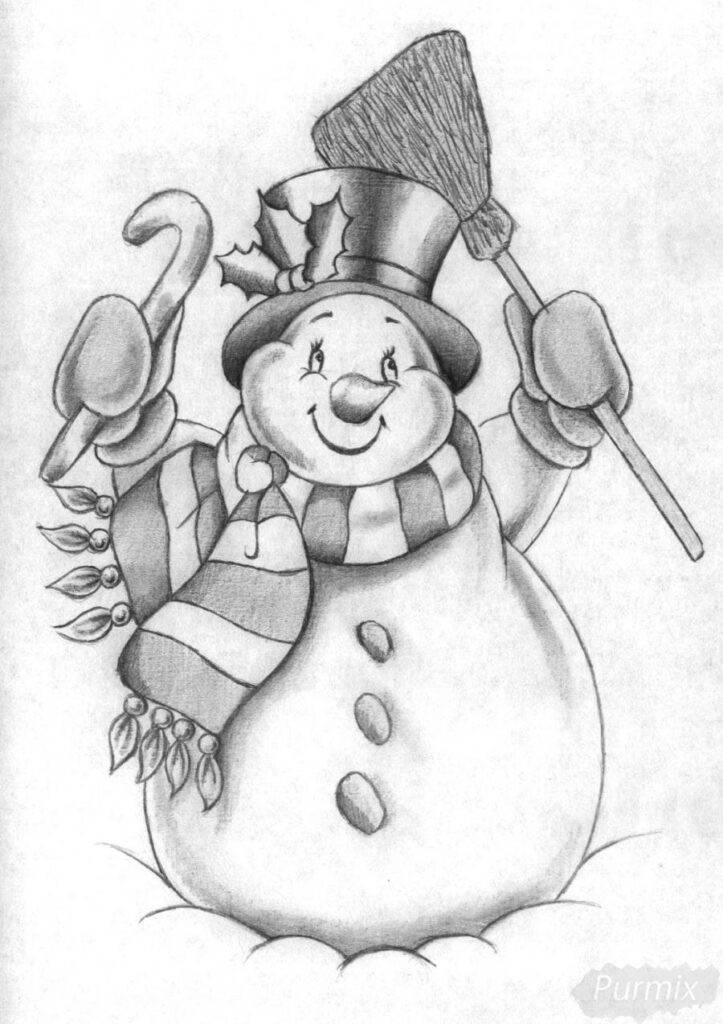 Снеговик с метлой