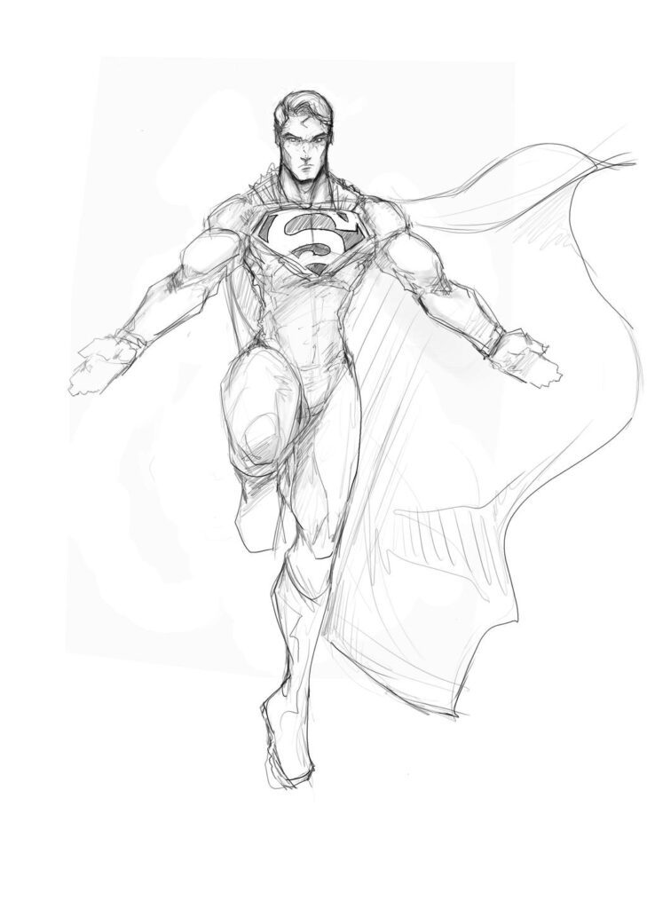 Рисунок супермена карандашом