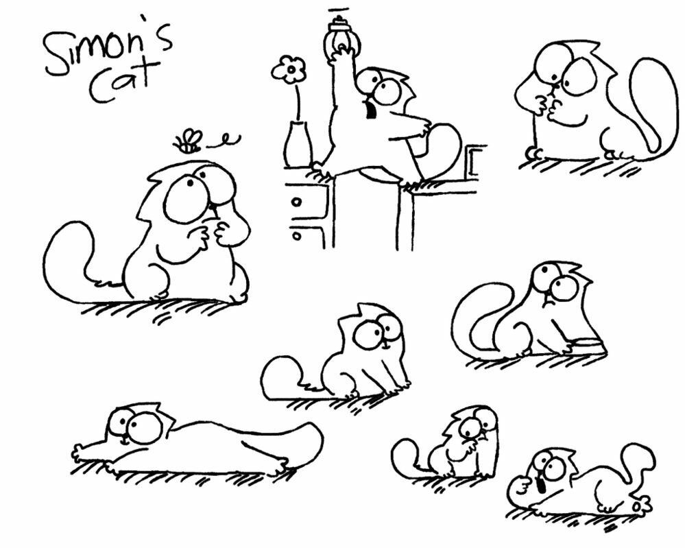 Кот Саймона в разных позах