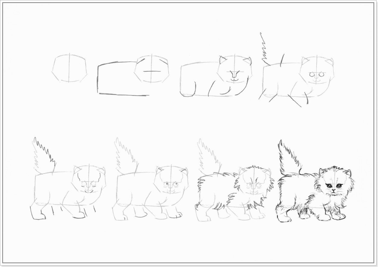 Кот рисунок карандашом поэтапно