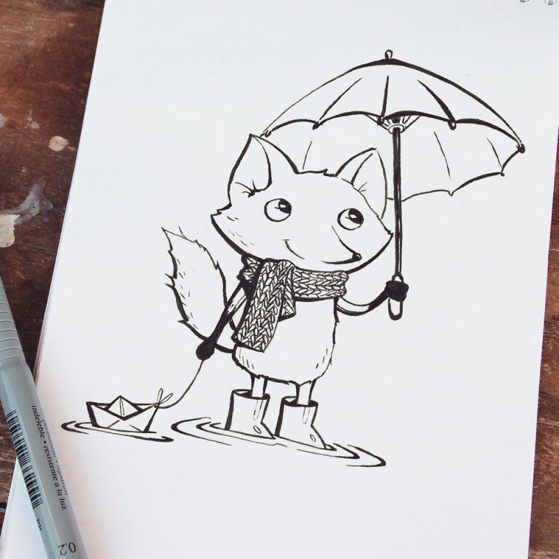 Лиса с зонтиком