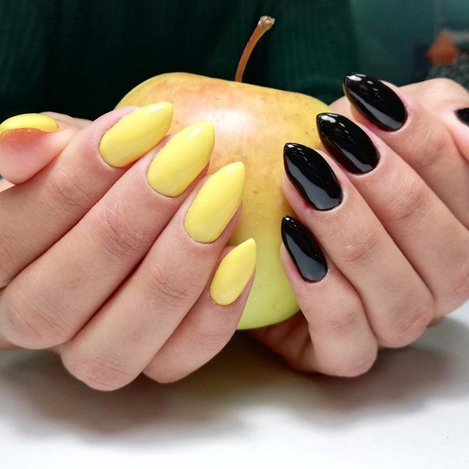 Желтые и черные ногти