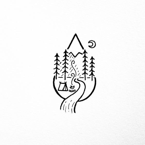 Кемпинг в лесу рисунок