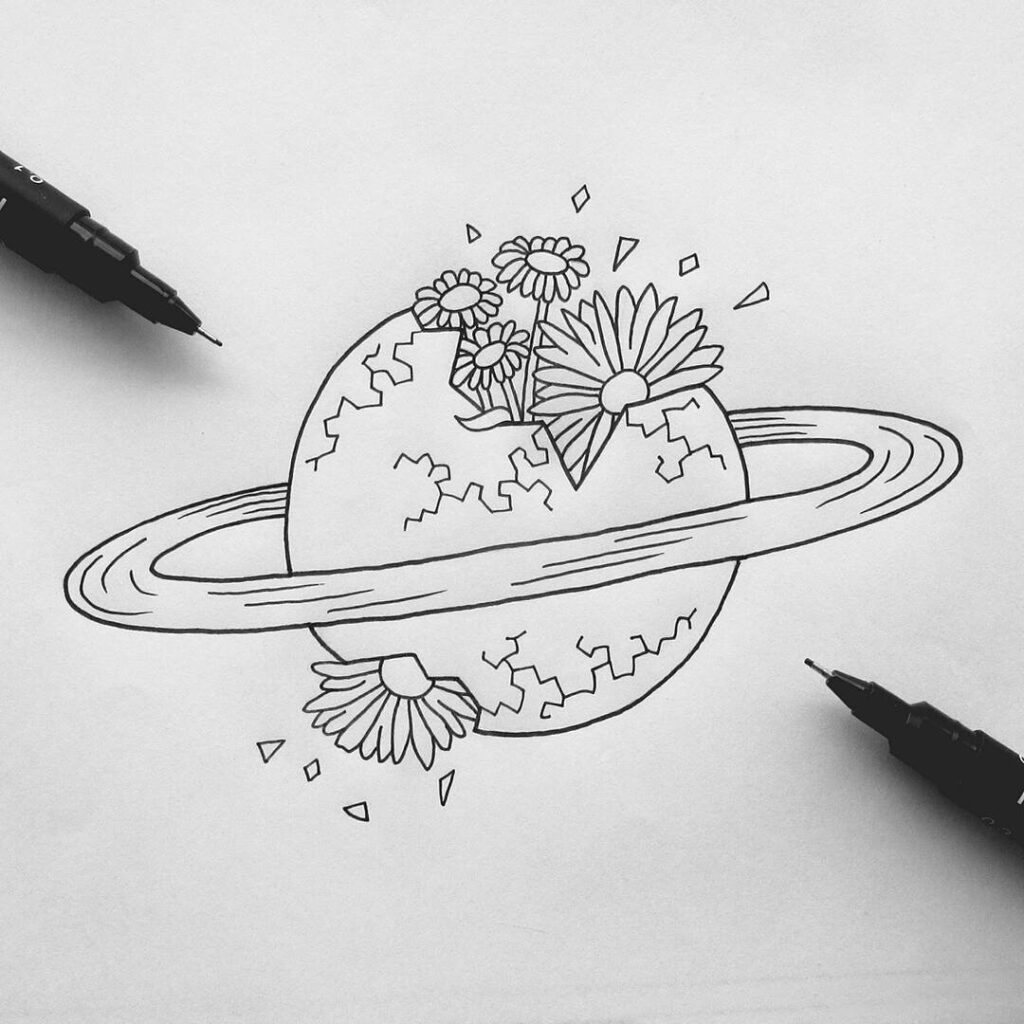Сатурн с цветами