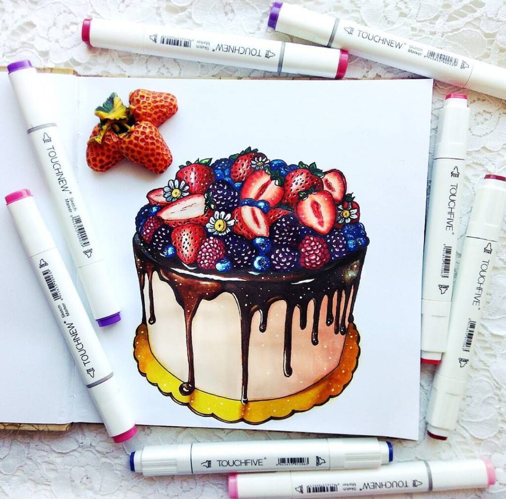 Аппетитный вкусный торт с ягодами